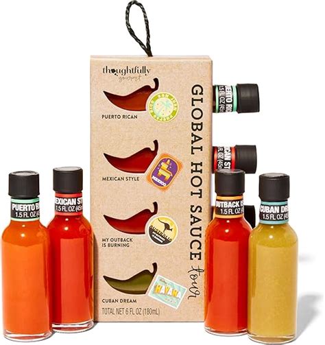 Thoughtfully Gourmet Global Hot Sauce T Set Internationally Inspired Flavors Include Puerto