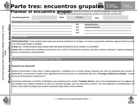 Planeación Octubre Resumen Español Parte tres encuentros grupales