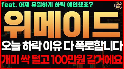 위메이드🔥긴급오늘 하락 이유 다 폭로합니다 개미 싹 털고 10만원 갈거에요 Feat 어제 유일하게 하락 예언했죠 위믹스