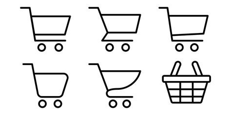 Shopping Cart Icon Trolley Symbol Cart Icon Set Outline Shopping