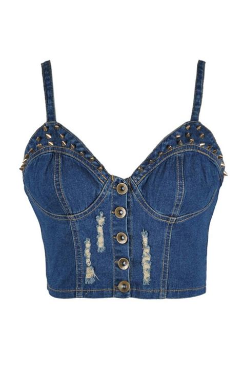 Pin By Sandy Trageser On Denim Design Denim Bustier Embellished