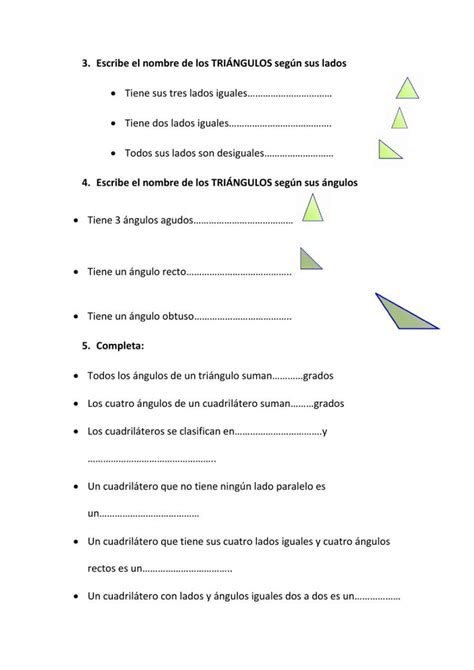 A White Sheet With Green Triangles On It And The Words In Spanish Are