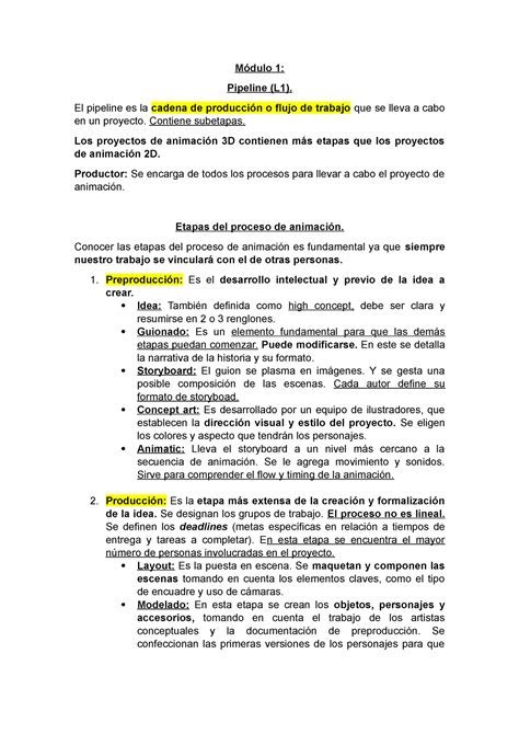 Generalidad 3D I Resumen M1 y M2 Módulo 1 Pipeline L1 El