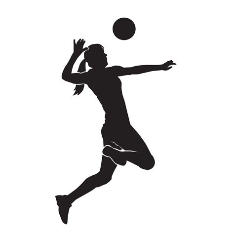 Female Beach Volleyball Athlete Vector Silhouette On White Background