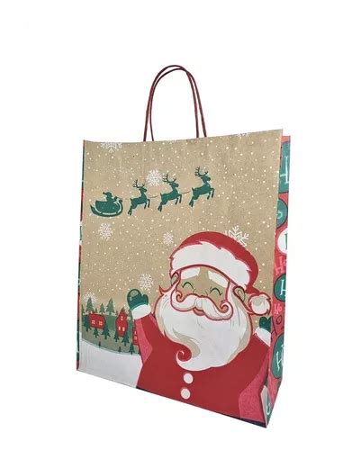 Sacola De Natal Papel Kraft X X Unidades Promo O