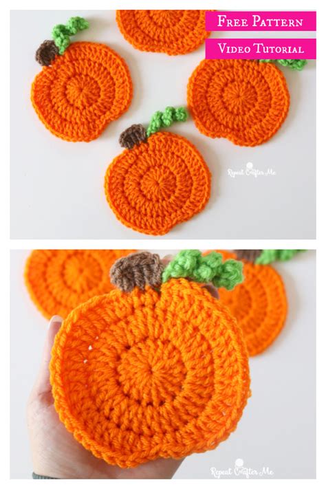 Pumpkin Coasters Free Crochet Pattern And Video Tutorial Cool