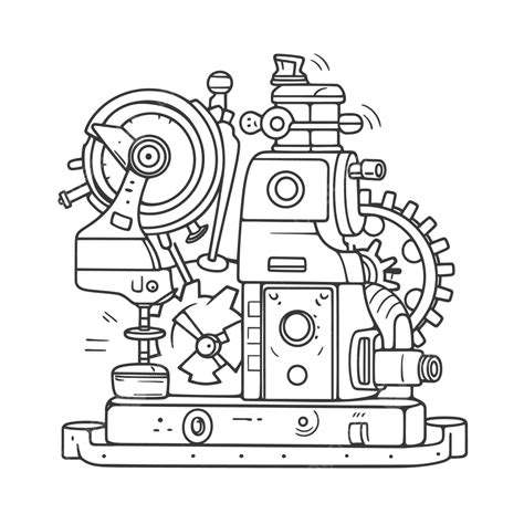 개요 스케치를 색칠하기위한 기계 그림 그리기 이미지 벡터 간단한 기계 도면 간단한 기계 개요 간단한 기계 스케치 Png