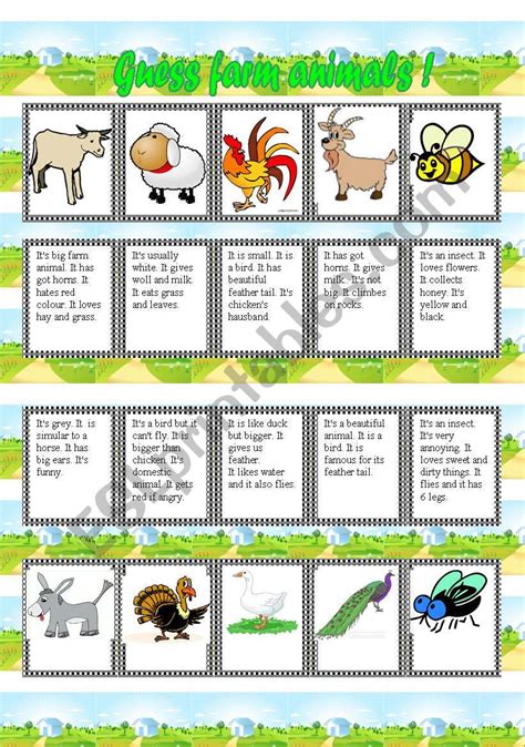 Guess The Farm Animal Esl Worksheet By Majcek