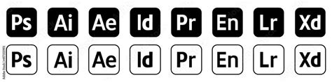 Adobe Products Icon Set Illustrator Photoshop Indesign Premiere Pro