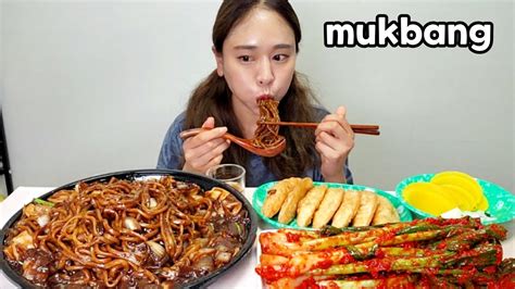 짜장면 먹방🌶실비 파김치먹방매운실비 파김치에 짜장밥까지👍 Black Bean Noodles And Rice And Spicy Kimchi Mukbang Eating Show