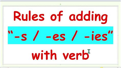 Rules Of Adding S Es Ies With Verb With 3rd Person Singular Subject Youtube