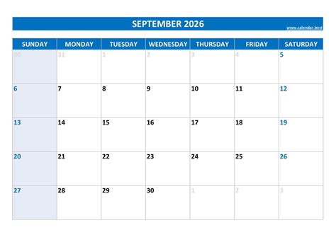 September 2026 calendar -Calendar.best