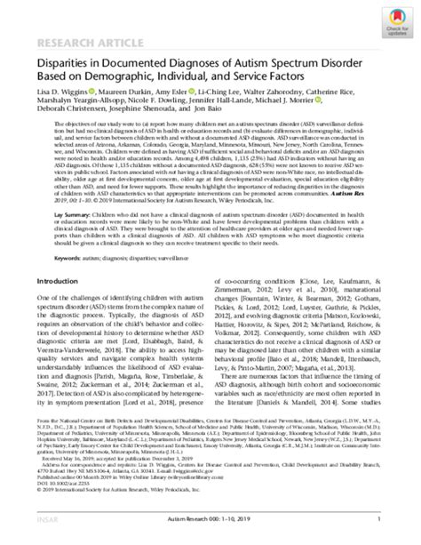 Pdf Disparities In Documented Diagnoses Of Autism Spectrum Disorder Based On Demographic