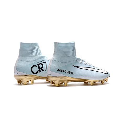 New Nike Mercurial Superfly Iv FG Cristiano Ronaldo Cleats White Gold