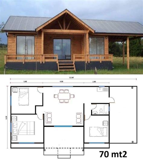 Small Log Cabin Floor Plan with Loft and Living Area