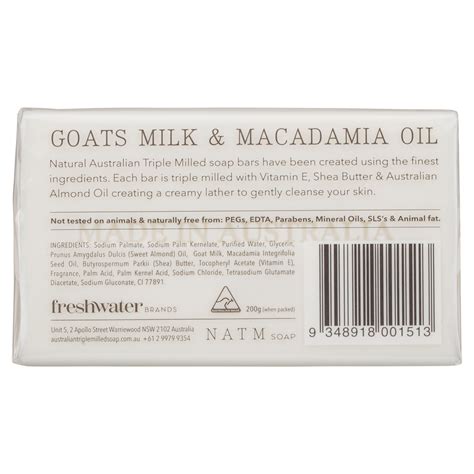 Goats Milk And Macadamia Oil Soap 200g Natural Australian Triple Milled