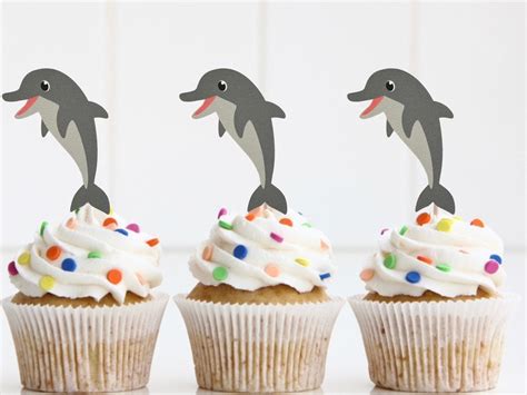 Dolphin Cupcake Toppers Under The Sea Cupcake Toppers Etsy