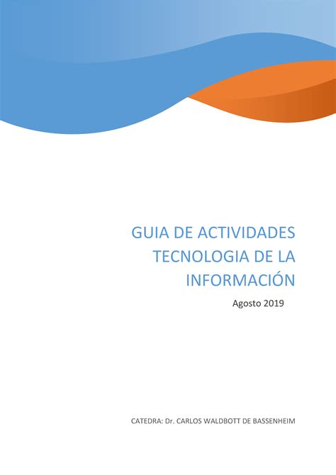 Guia De Ejercicios De La Catedra GUIA DE ACTIVIDADES TECNOLOGIA DE LA