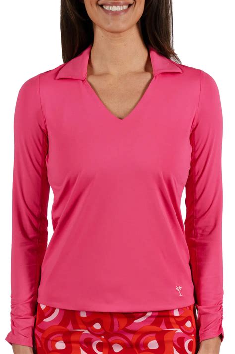 Golftini Long Sleeve Lisa Polo Hot Pink Peanuts And Golf