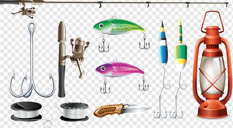 Fishing Equipment With Pole Hooks Fish Lure And Fish Bait Png Pngwing