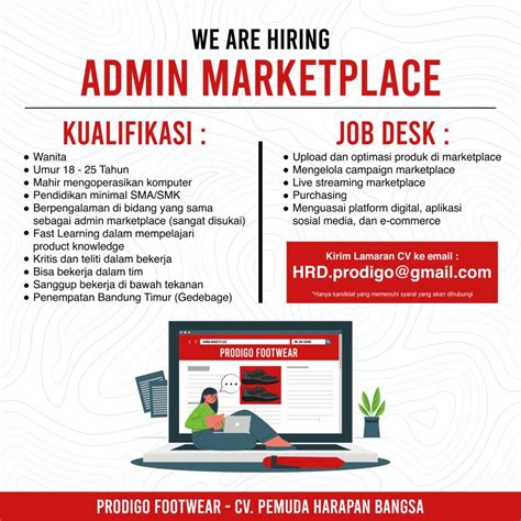 Lowongan Kerja Admin Marketplace Di CV Pemuda Harapan Bangsa Prodigo