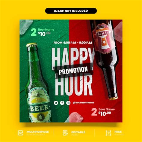 Premium Psd Happy Hour Beer Social Media Design