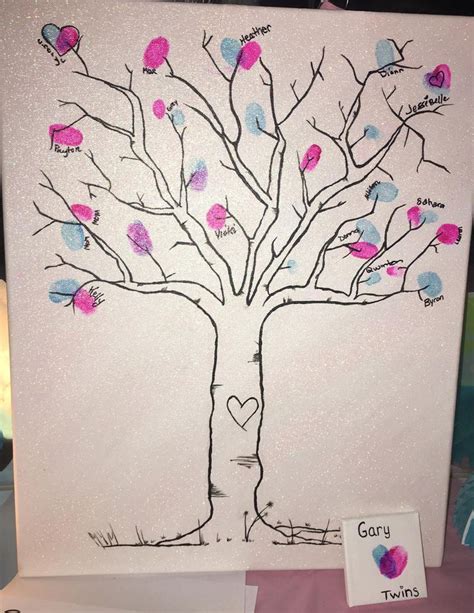 Fingerprint Tree Etsy Canada Gender Reveal Paint Gender Reveal