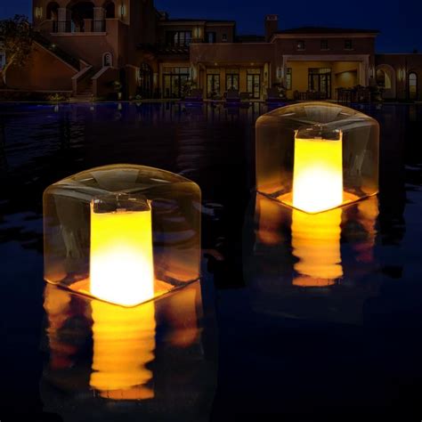 LanPool Floating Pool Lights Solar Flame Pool Lights Waterproof