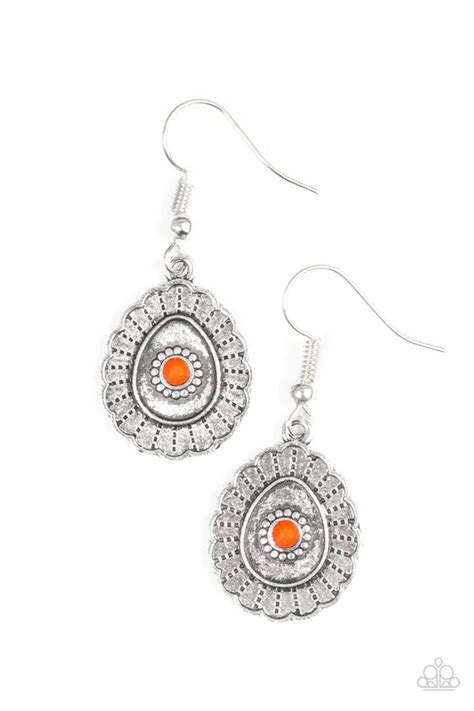 Paparazzi Earring ~ Magnificently Mayan Orange Paparazzi Jewelry