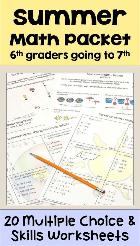 Summer Math Packet For Rising 7th Graders Review Of 6th Grade Math