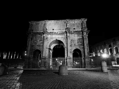 Arco Di Costantino Near The Colosseum In Rome Black And White Stock