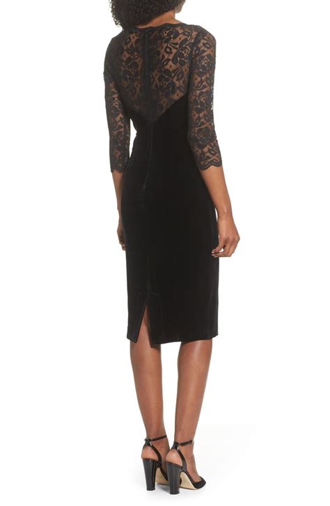 Eliza J Lace And Velvet Sheath Dress Nordstrom