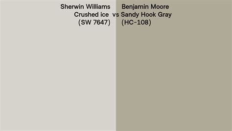 Sherwin Williams Crushed Ice Sw 7647 Vs Benjamin Moore Sandy Hook Gray Hc 108 Side By Side