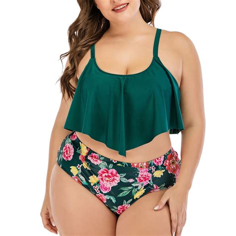 Plus Size Sexy Bikinis For Women Piece Women Floral Print Bikini Set