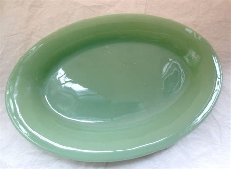 Fire King Jadeite Oval Platter Restaurantware Beauty Heavy Glass Anchor