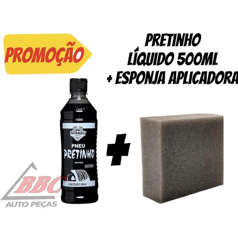 Pretinho Limpa Pneu Automotivo Gitanes 500ml Esponja Aplicadora