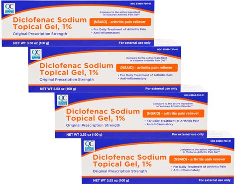 4 Pack Qc Diclofenac Sodium Topical Gel Treatment For Arthritis Pain 3