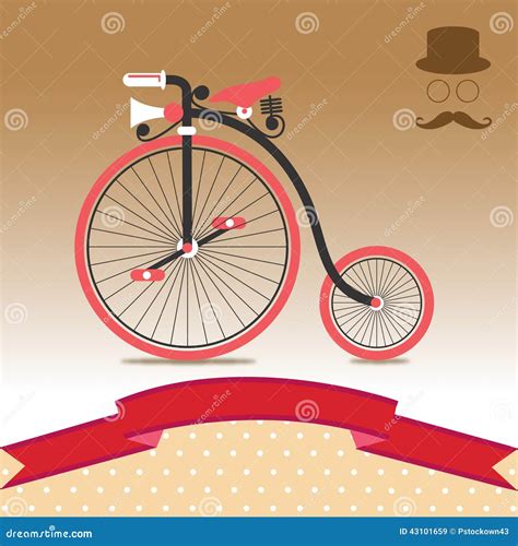 Vintage Bicycle Illustration Stock Vector - Illustration of brown, 1885 ...