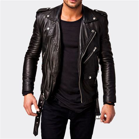 Slim Fit Black Leather Jacket Mens Slim Fit Leather Motorcycle Jacket