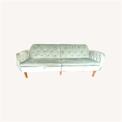 Light Green Velvet Sofa Bed - AptDeco