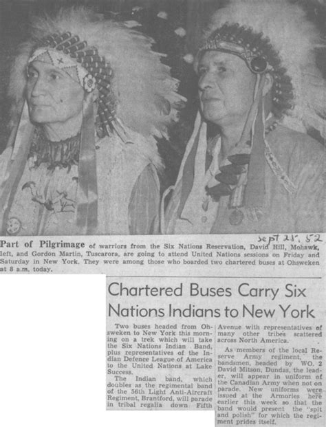 Chartered Buses Carry Six Nations Indians to New York: Six Nations ...