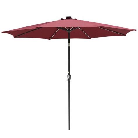 10ft Solar Power LED Patio Umbrella Market Parasol Cafe Sunshade Tilt ...