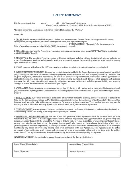 License Agreement Template Free