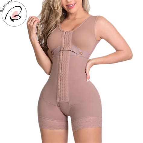 Alta compressão corpo inteiro shapewear gancho e olho fechamento