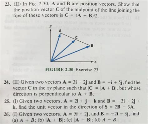 Solved 23 II In Fig 2 30 A And B Are Position Vectors Chegg