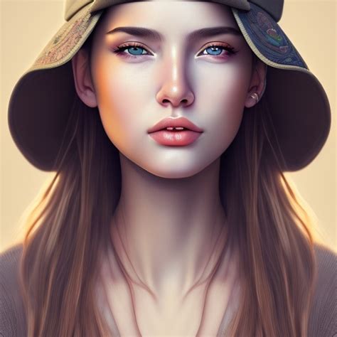 Hyper Realistic Portrait Of Sexy Exiting Girl Having A Cap Cle