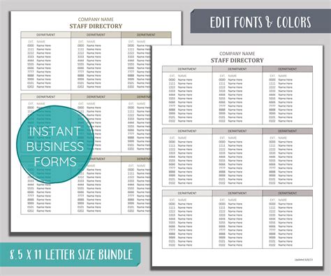 Employee Directory Template: Staff Contact List (microsoft Word .dotx