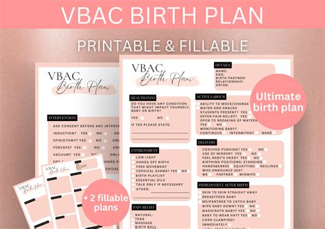 Vbac Birth Plan Template Printable Birth Plan Natural Birth Plan Birth Preferences Birth