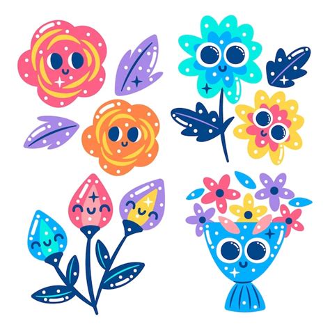 Colecci N De Pegatinas De Flores Deslumbrantes Vector Gratis