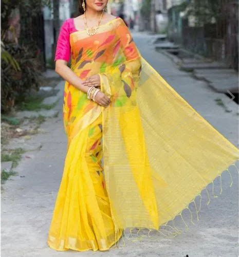 Csm Sequence Muslin Jamdani Saree With Blouse Piece At Rs